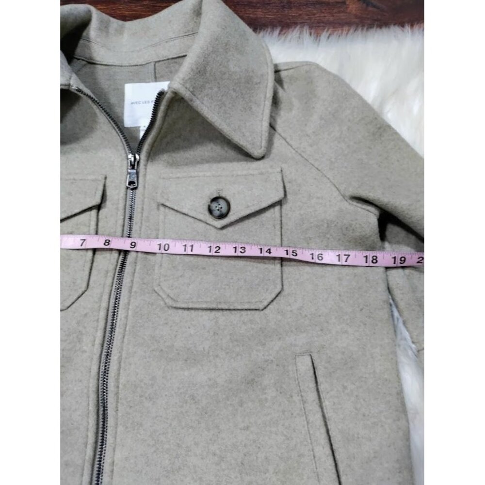Avec Les Filles Womens Zip-Up Wool Blend Shacket Jacket S Beige - Picture 10 of 12